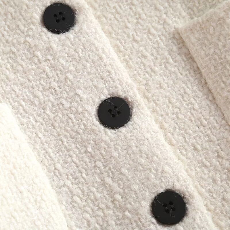 Women's casual single breasted O Neck textured Coat