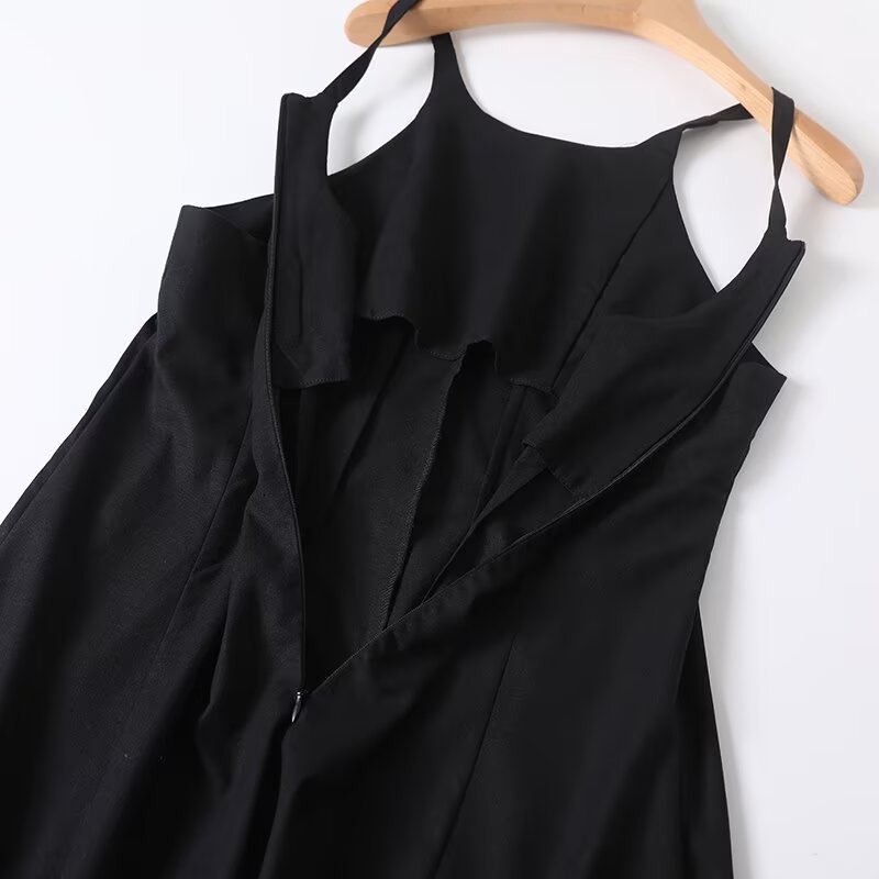 Women's New Fashion Vacation Style sleeveless suspender Midi Dress