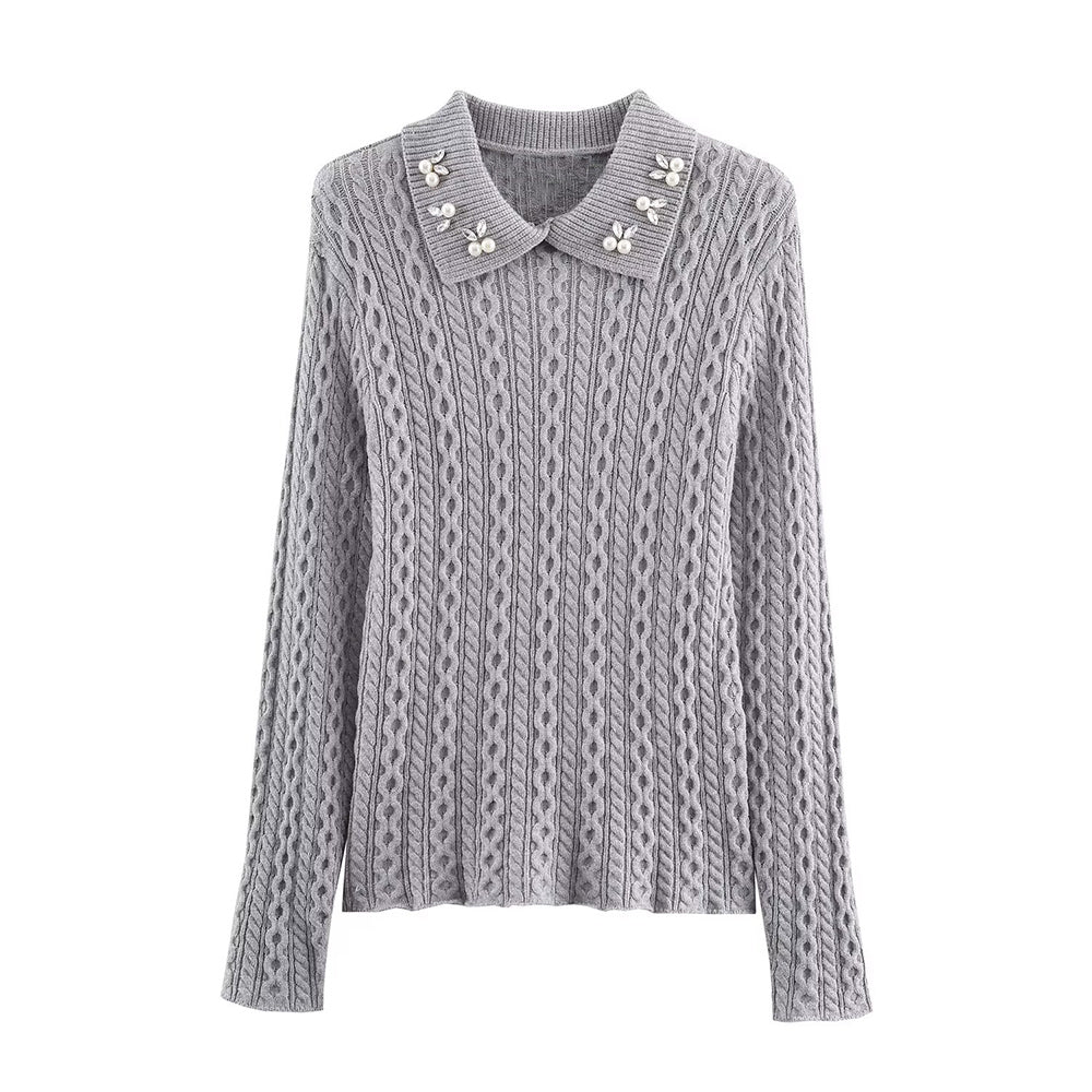 Women's jewelry collar decoration striped knitted sweater