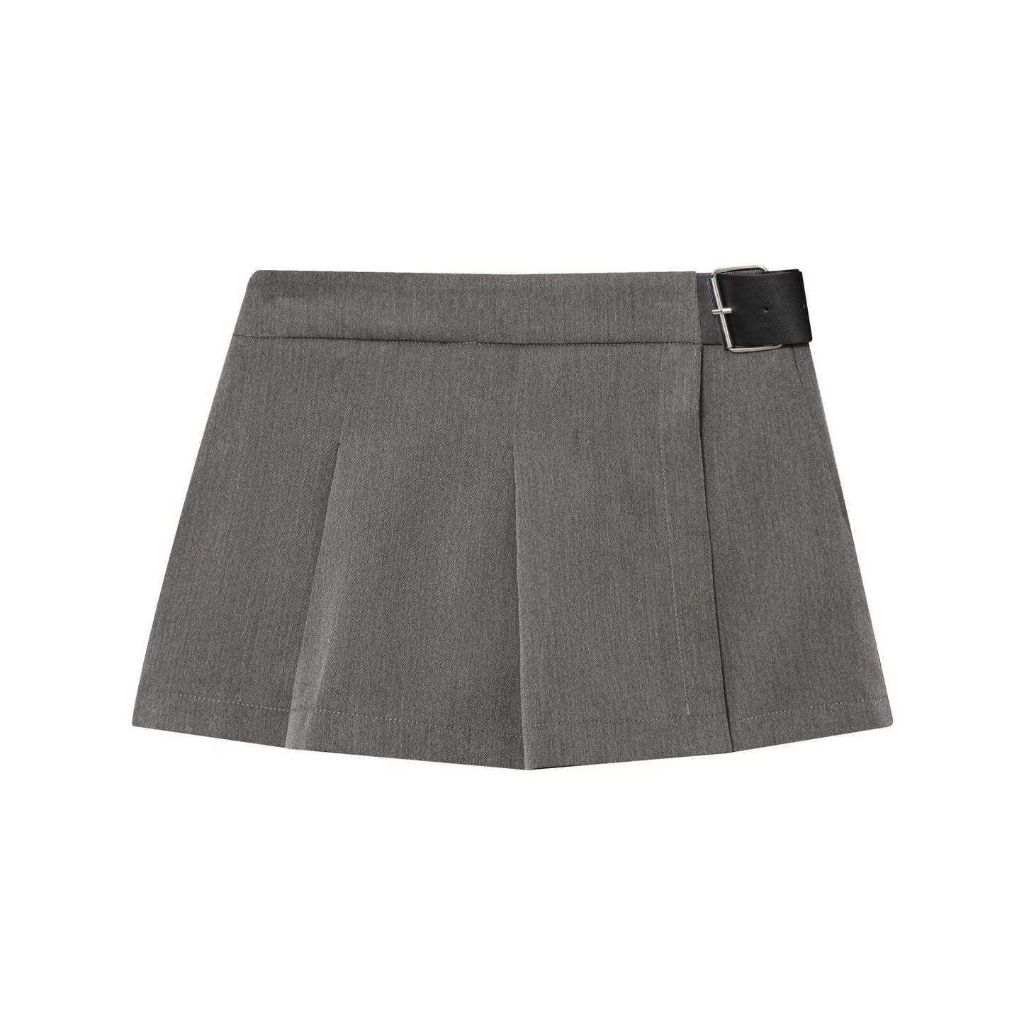 Women's new fashion belt decoration wide pleated Shorts Skirts