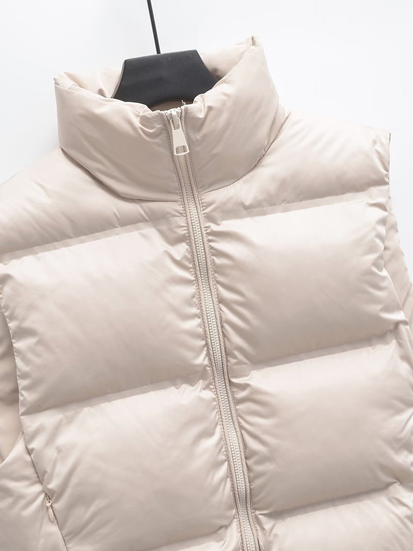 Women's short standing collar sleeveless cotton vest