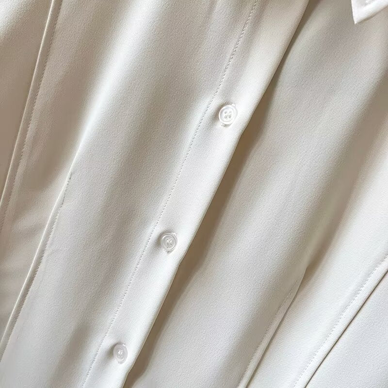 Women's 2025 new fashion slim fit lapel long sleeved shirt