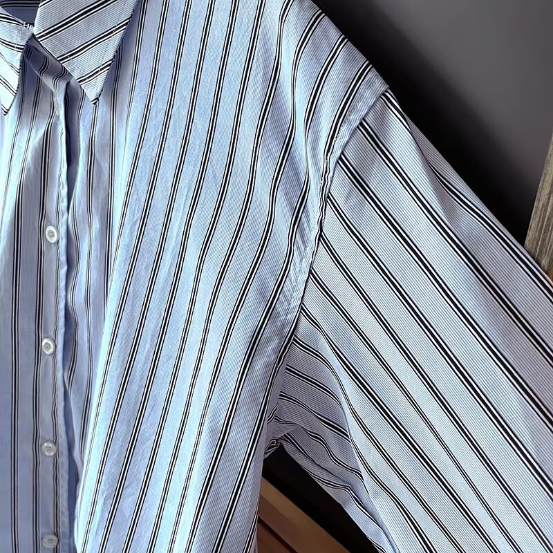 Women's new loose versatile striped long sleeved shirt