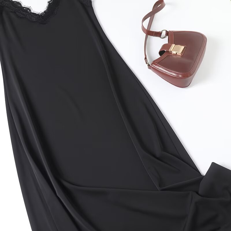 Women's 2025 new Fashion Lace Collar Sexy V-neck Midi Dress