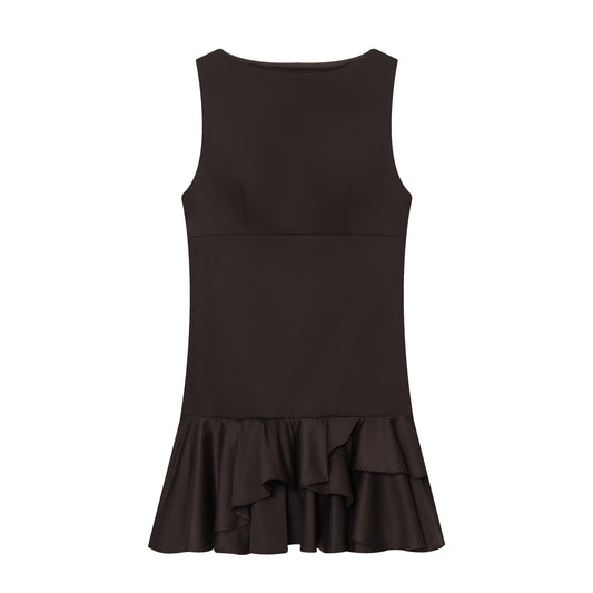 Women's new slim layered decoration sleeveless mini dress