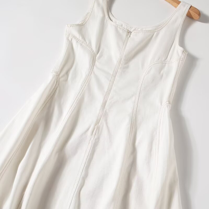 Women's new fashion casual Wide Shoulder denim MIDI dress