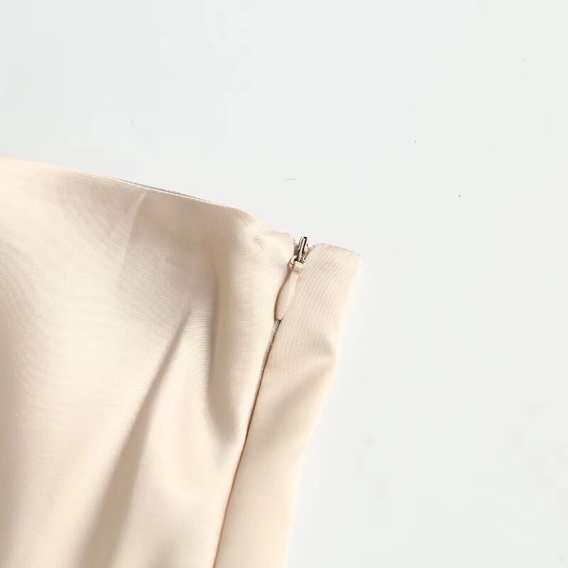 Women's new satin textured draped Midi skirt