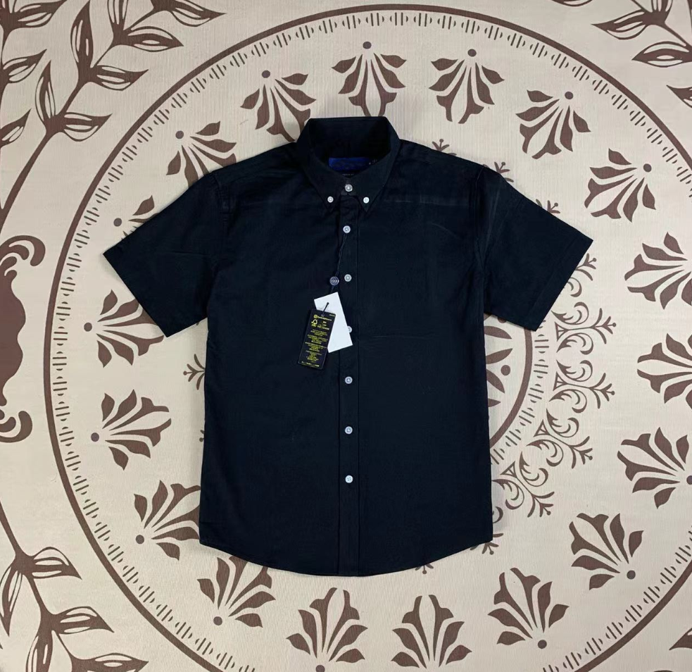 Men's and Women's New Fashion Casual Joker Cotton Twill Embroidered Short-sleeved Shirt