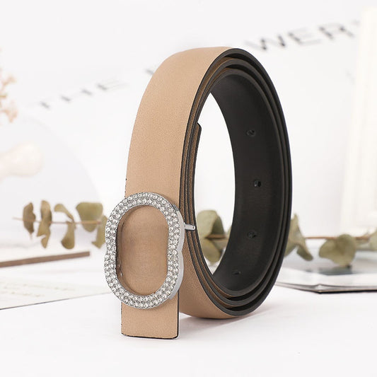 Women's New Temperament Joker Rhinestone Buckle Decoration with Belt with A Box