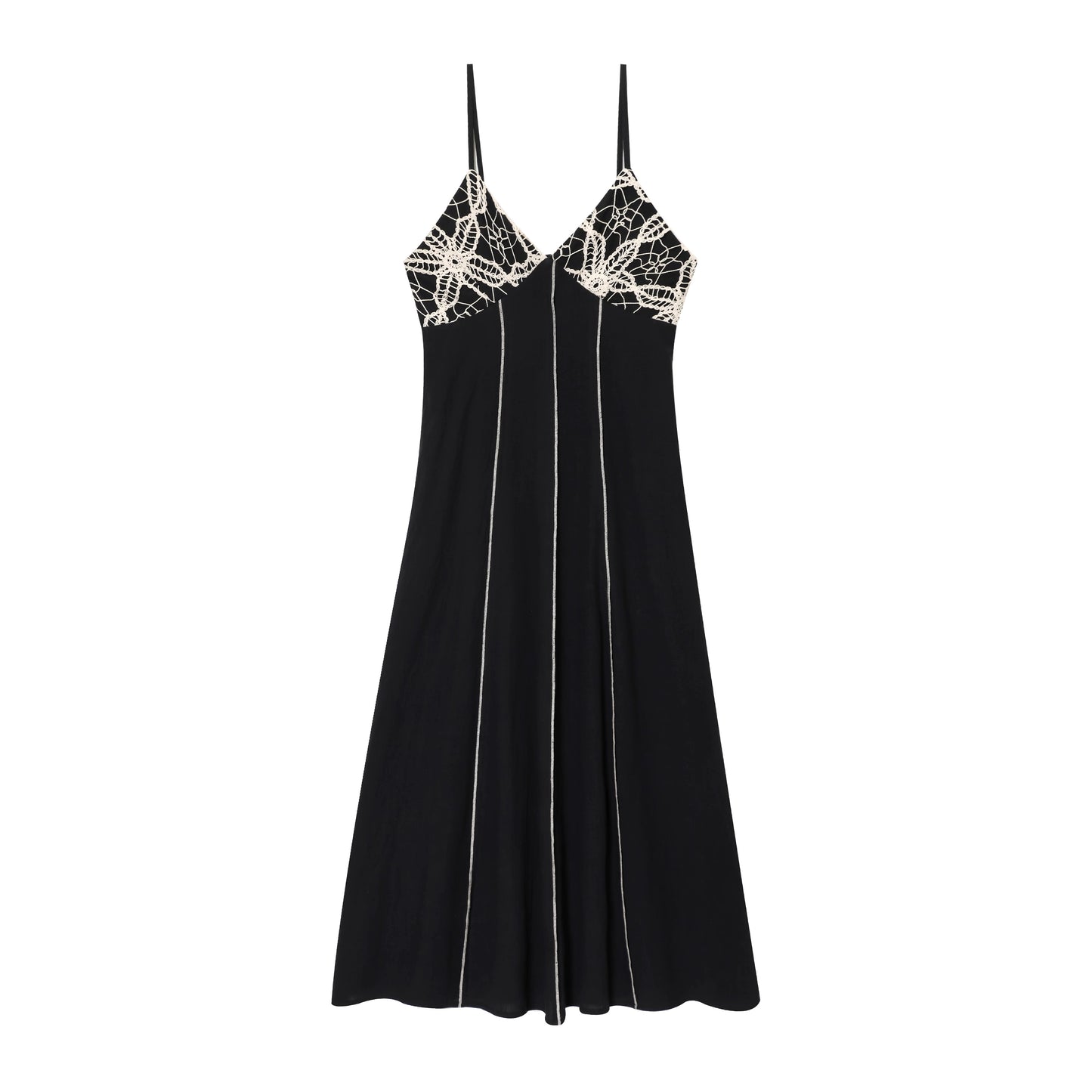 Women's New Fashion Tight Embroidered suspender Midi Dress