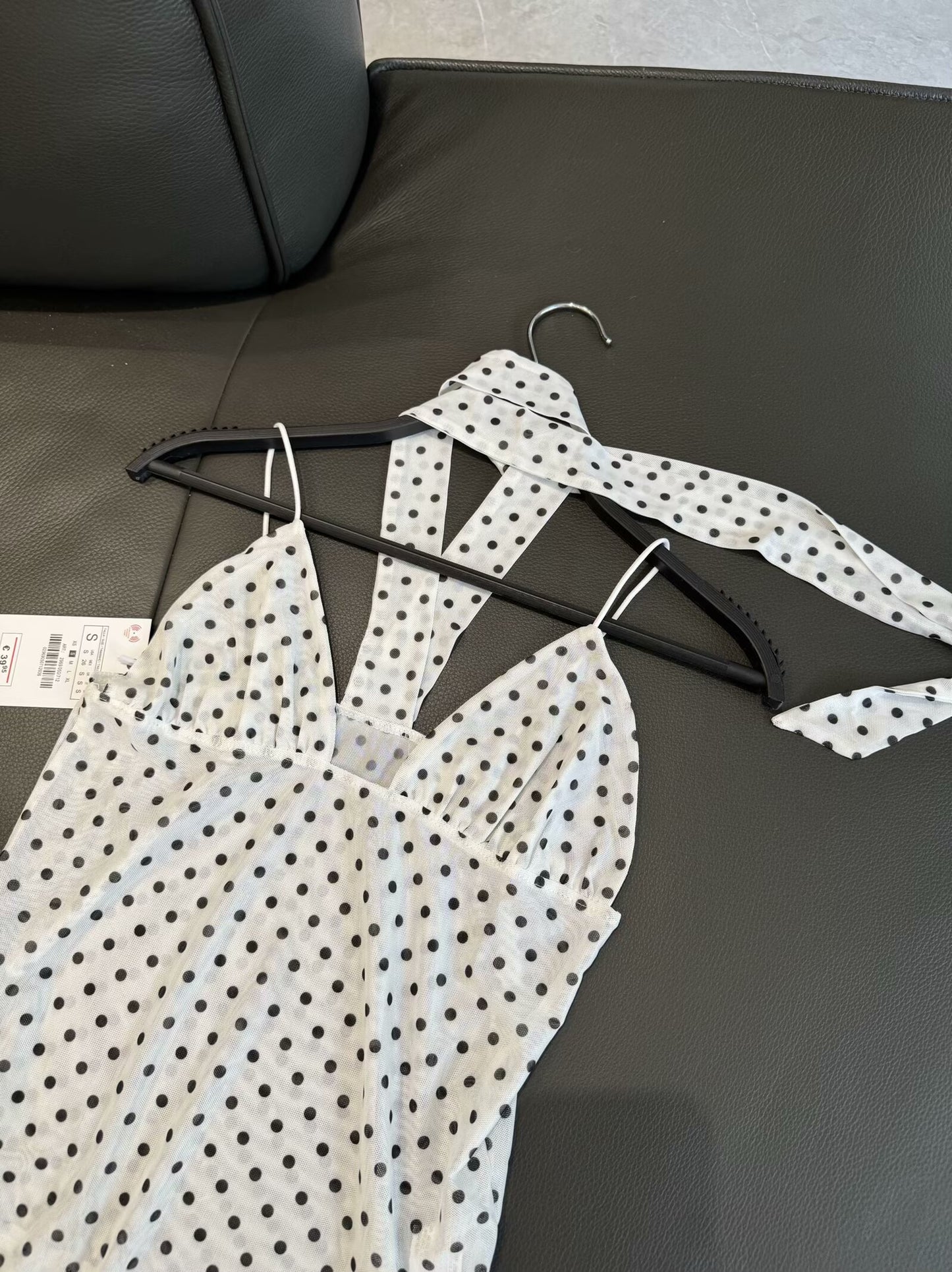 Women's 2025 new fashion scarf decoration polka dot printed top