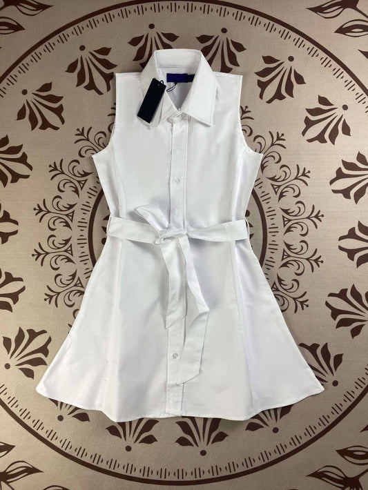Women's New Fashion Embroidered Sleeveless Cotton Polo Oxford Shirt A-word Dress