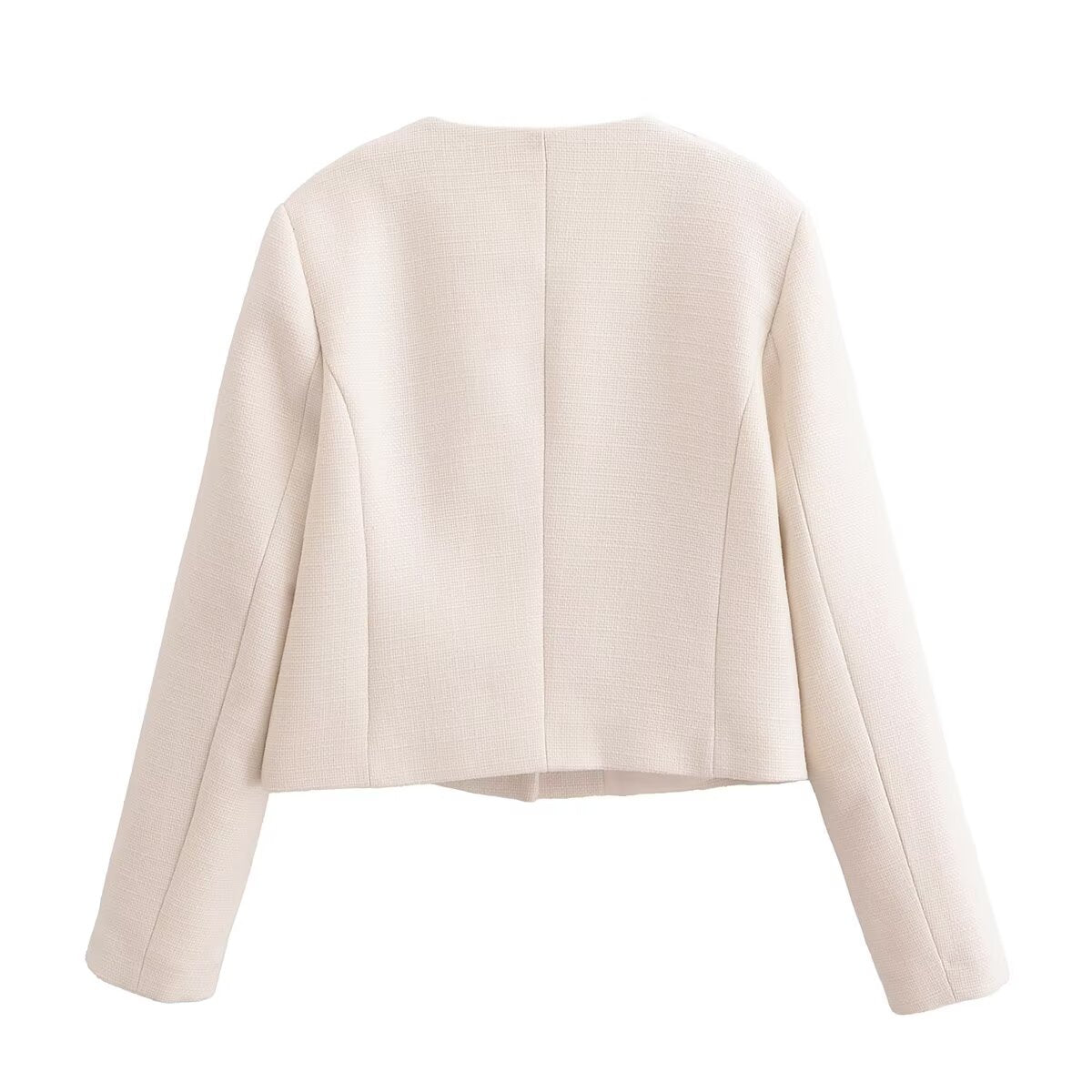 Women's New Short Coarse textile O Neck Coat