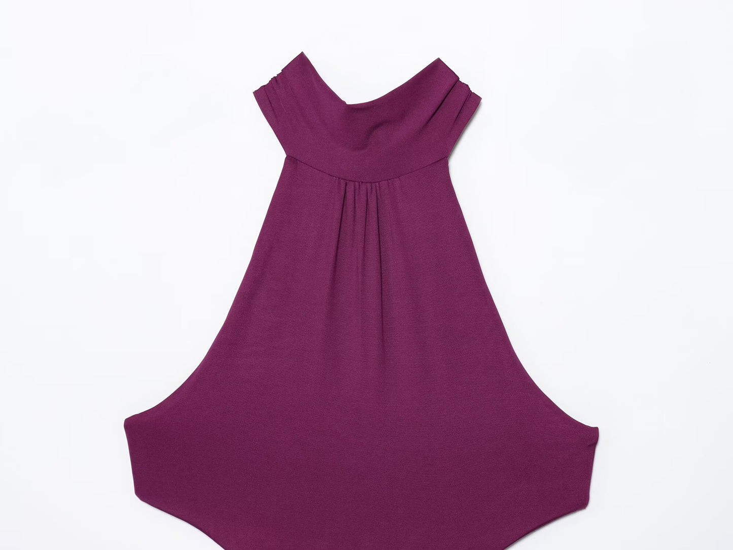 Women's new fashion sexy pleated hanging collar MIDI dress