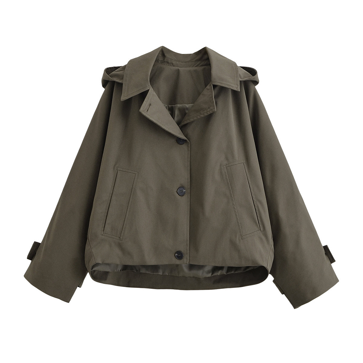 Women's new fashion cape style short hooded windbreaker Coat