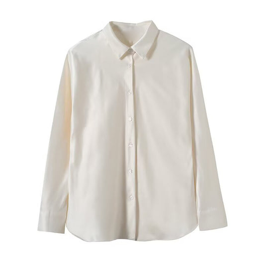 Women's casual satin textured button up shirt