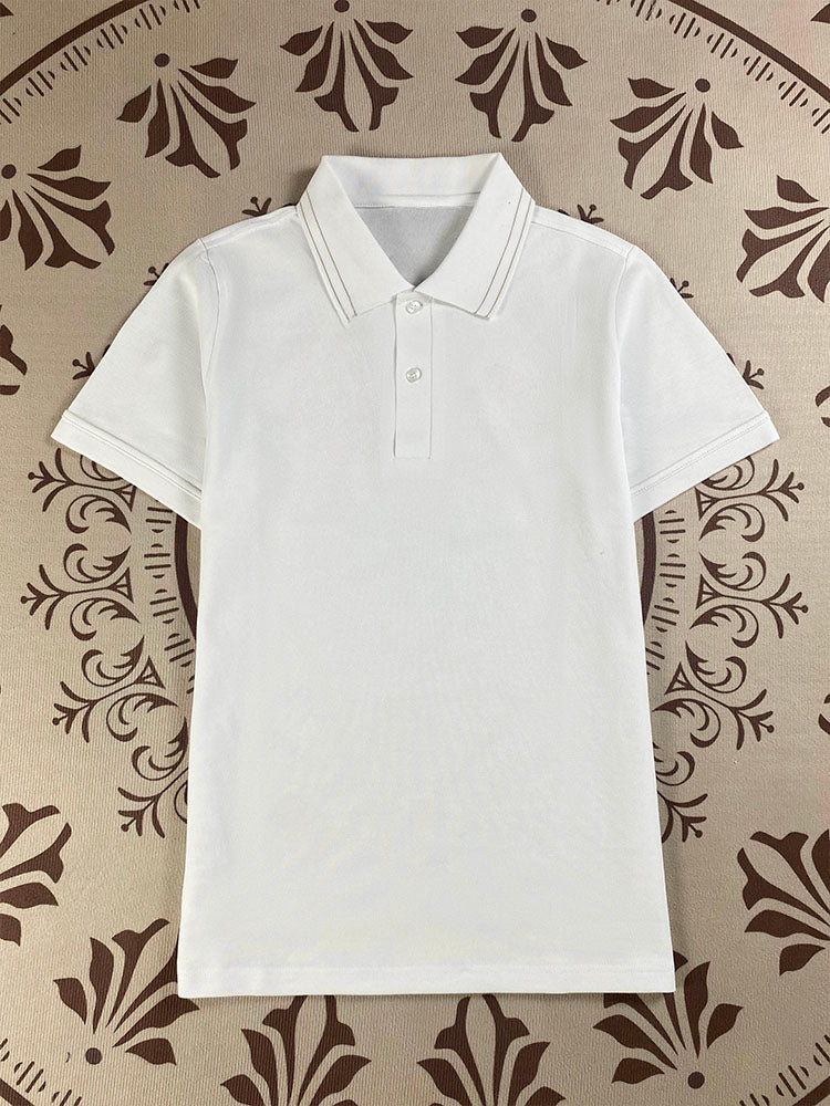 Men's Cotton POLO Shirt Embroidered with Color Collar Shirt