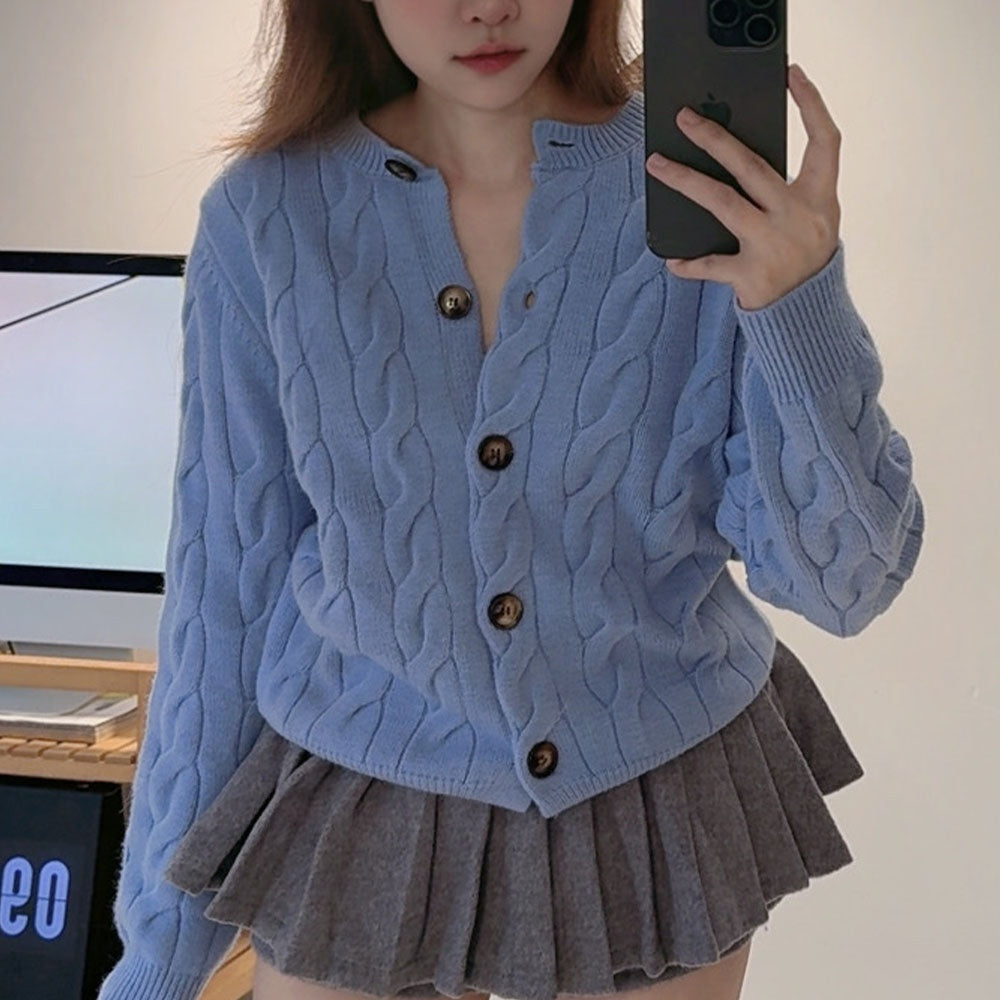 New women's versatile knitted long-sleeved cardigan