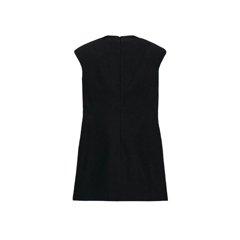 Women's with shoulder pads sleeveless lapel mini dress