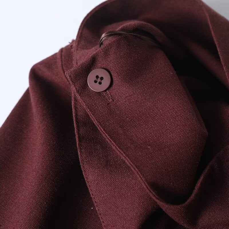 Women's New Fashion ribbon Buckle Details sarong MIDI skirt