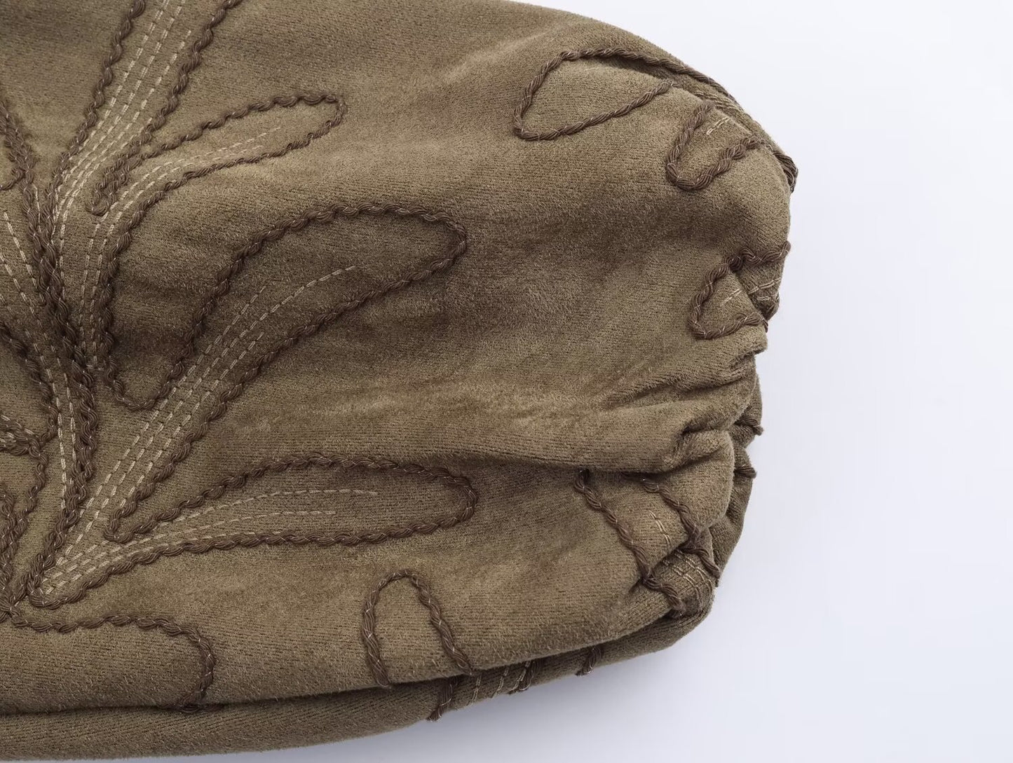 Women's embroidered suede texture O Neck pilot jacket Coat