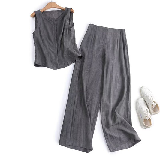 Women's new fashion slim single breasted suit vest+Pants suit