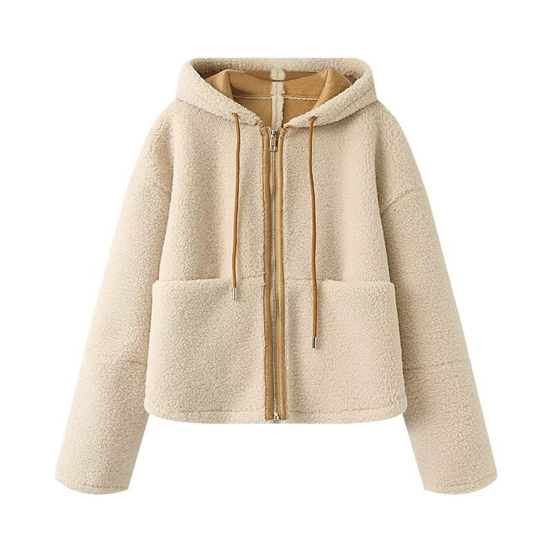 Women's winter warm hooded fleece jacket Coat