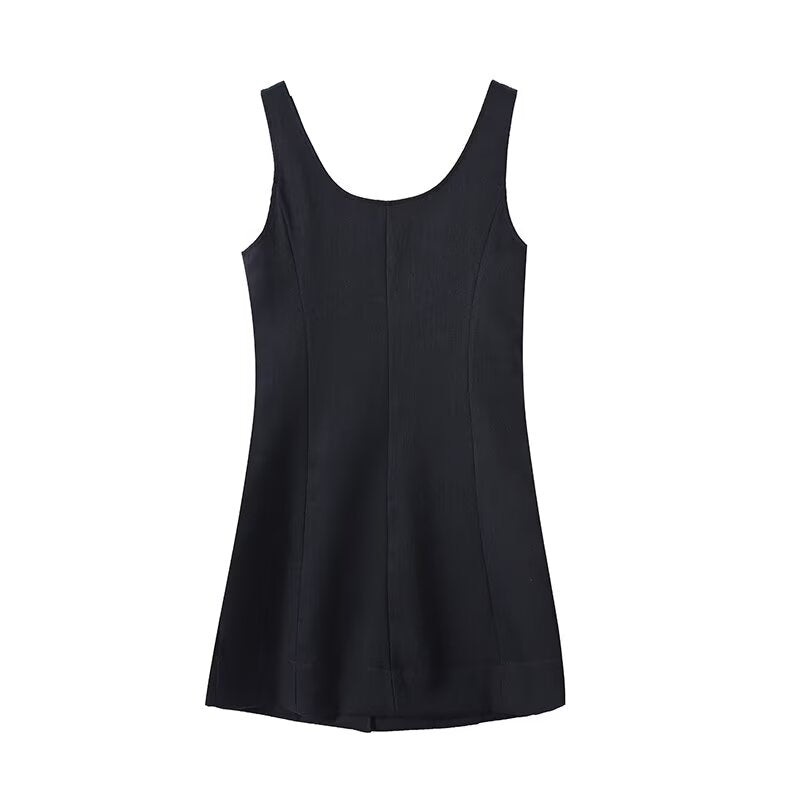 Women's 2025 new fashion U-neck sleeveless mini dress