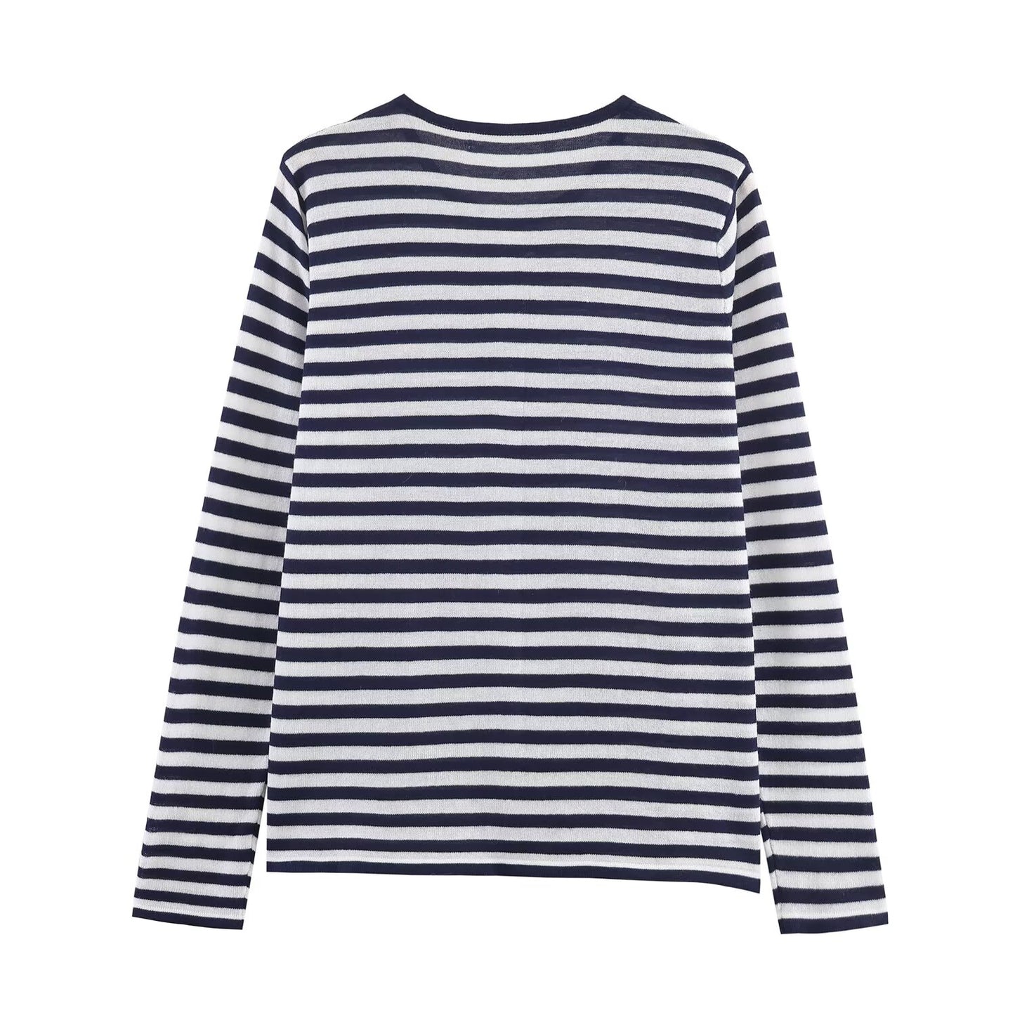 Women's comfortable O Neck striped knitted Coat