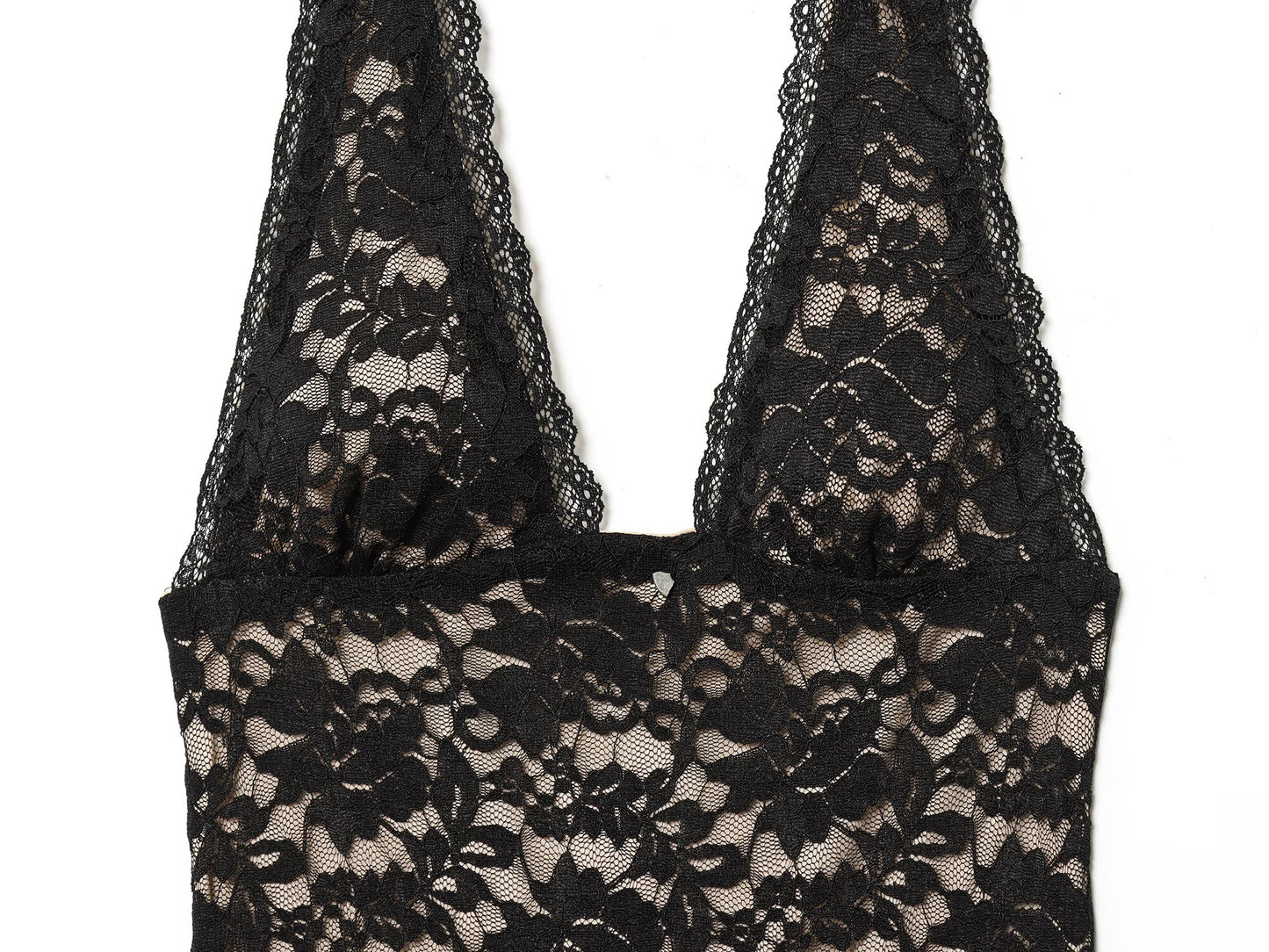 Women's slim hanging neck lace MIDI dress