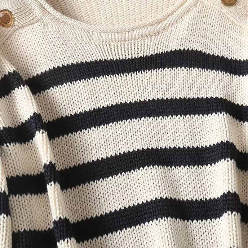 Women's new comfortable casual striped knitted sweater