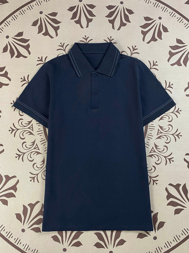 Men's Cotton POLO Shirt Embroidered with Color Collar Shirt