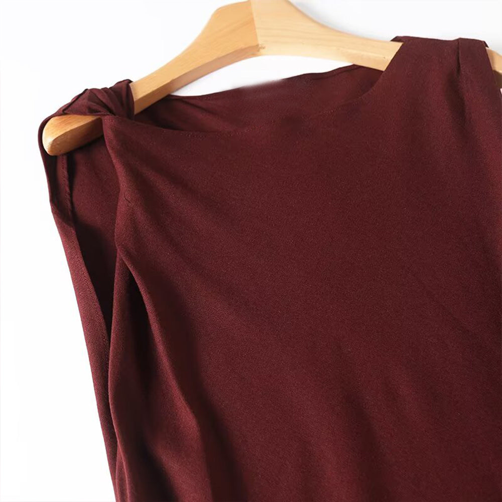 Women's new Fashion Knot Neck Design Comfortable Sleeveless Midi Dress