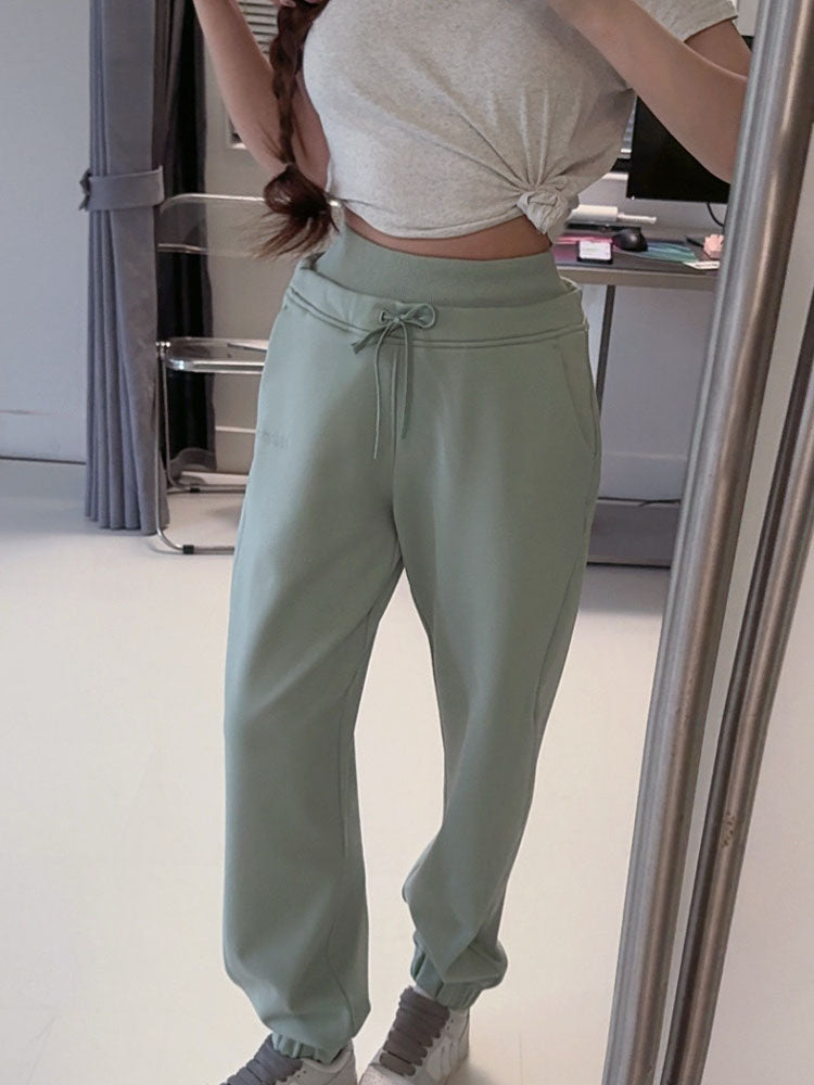 LU Women's Brushed Double Waist High Waist Sports Pants