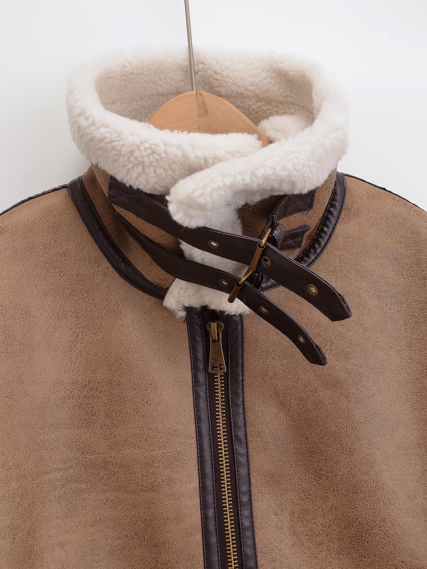 Women's loose Fur Faux Leather vest Coat