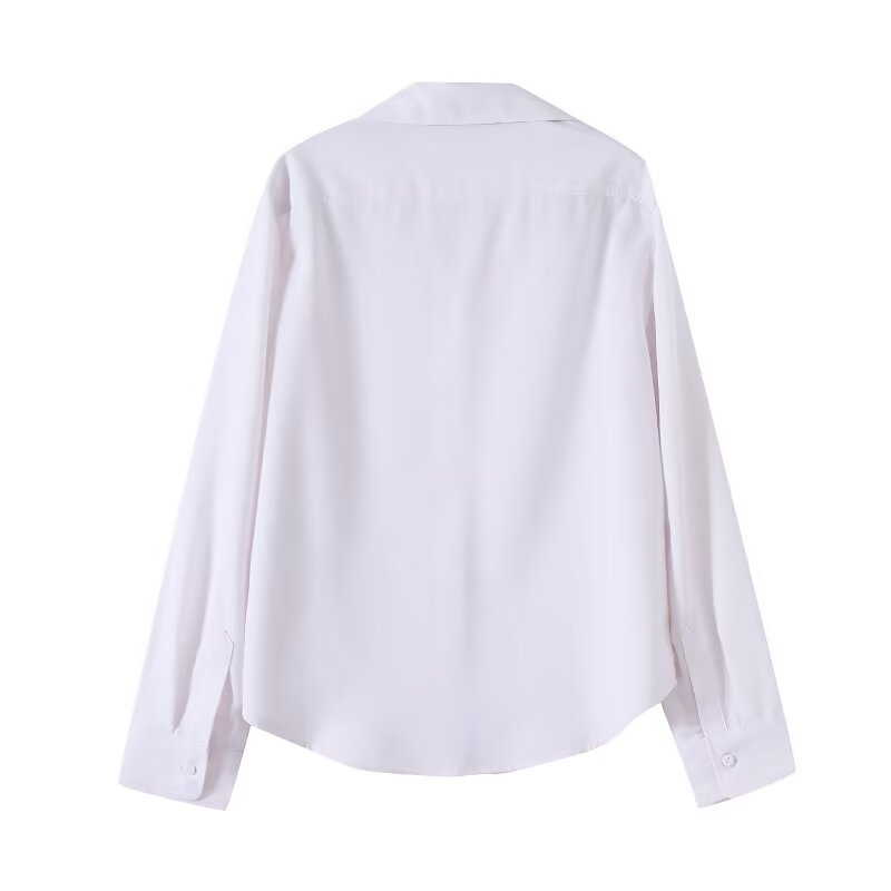 Women's new fashion linen blend long sleeved shirt