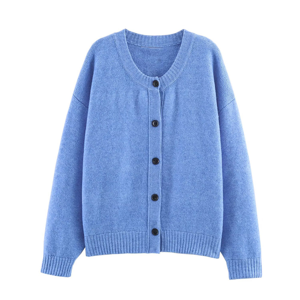 Women's soft textured O Neck knitted Coat