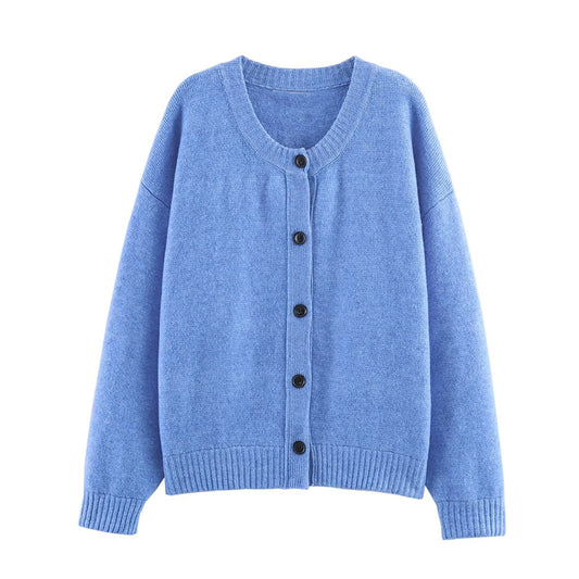 Women's soft textured O Neck knitted Coat