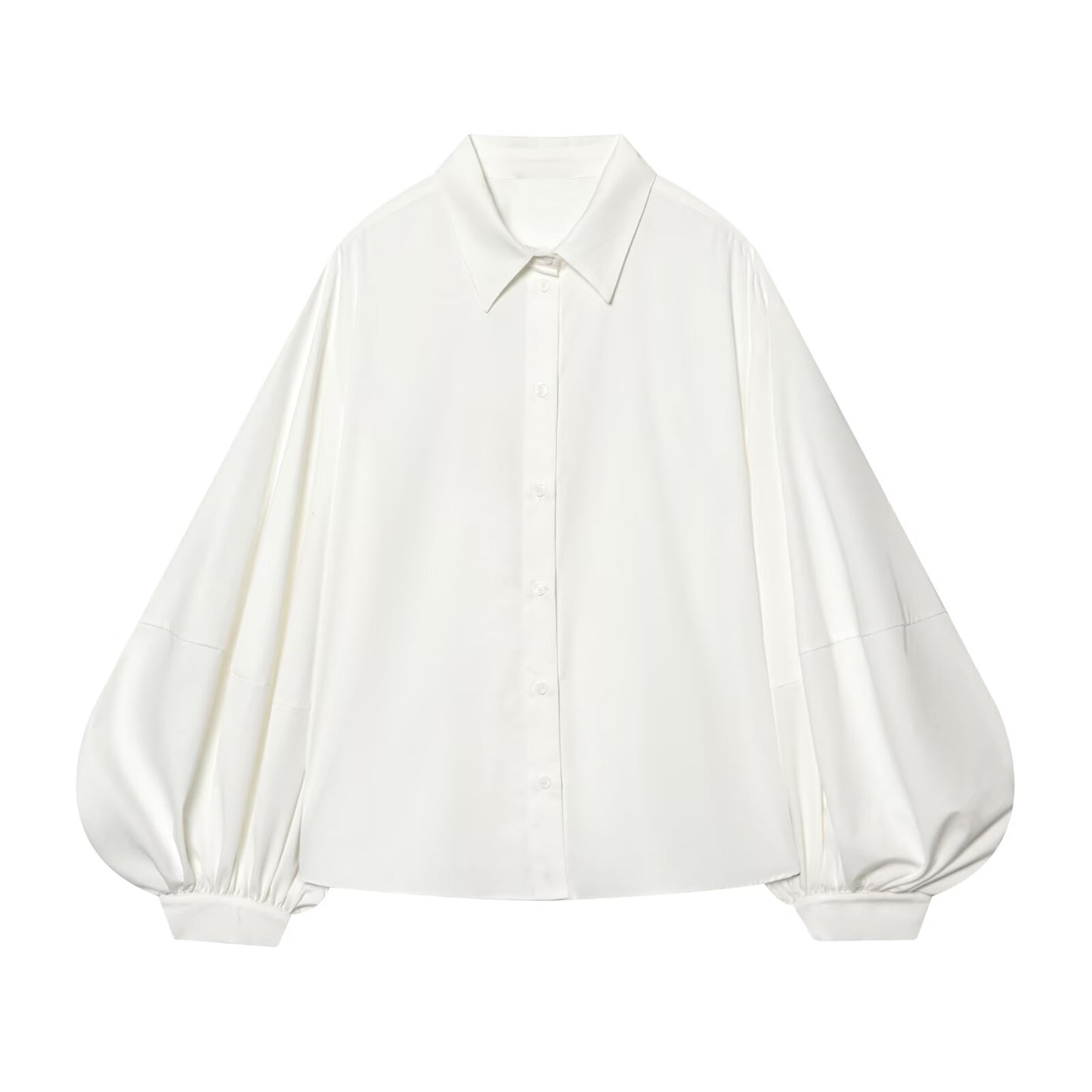 Women's loose puff sleeve poplin shirt