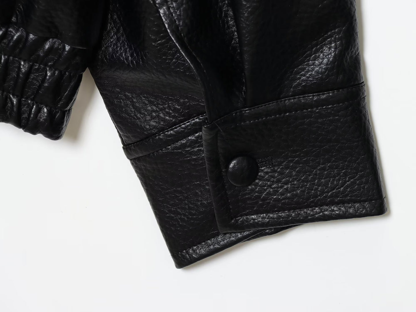 Women's new loose stand collar Faux Leather jacket Coat