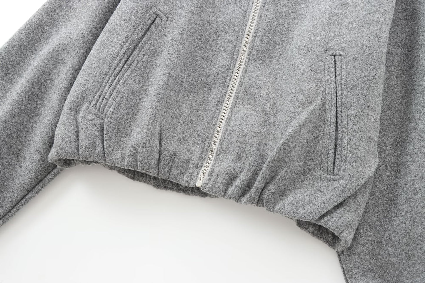 Women's soft textured O Neck zipper pilot jacket Coat