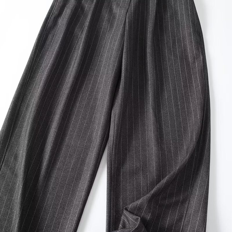 Women's loose Fine striped casual wide leg pants