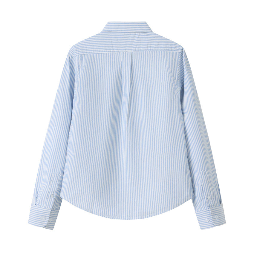New Women's Embroidered Long-Sleeved Striped Shirt