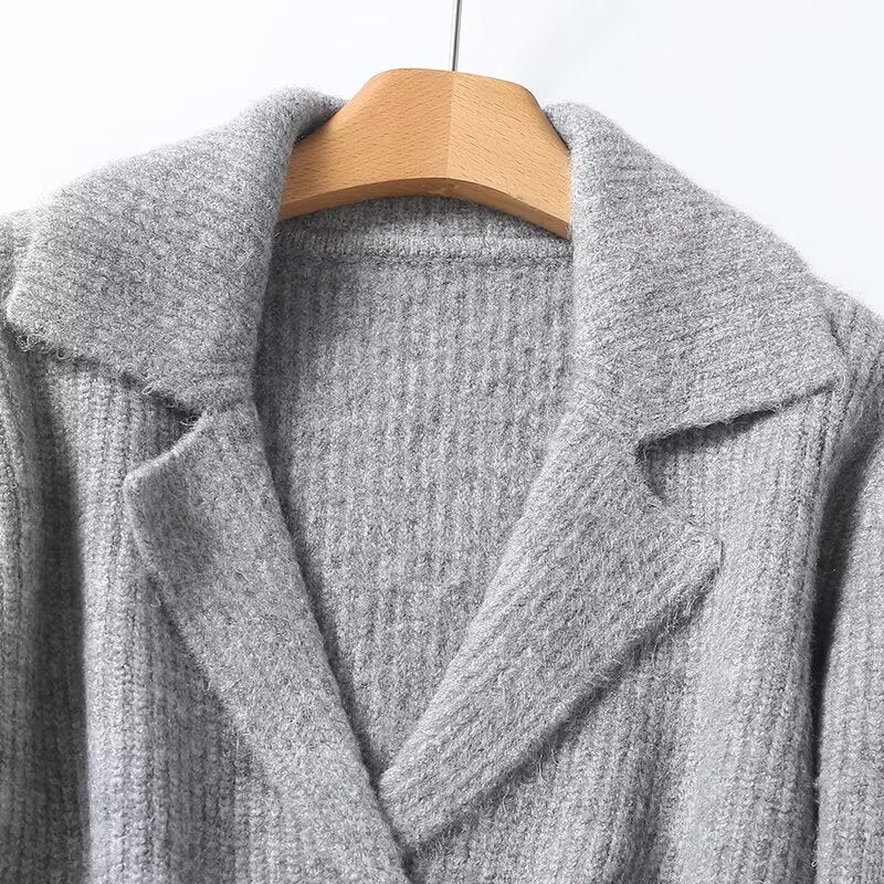 Women's soft texture double breasted knitted cardigan Coat