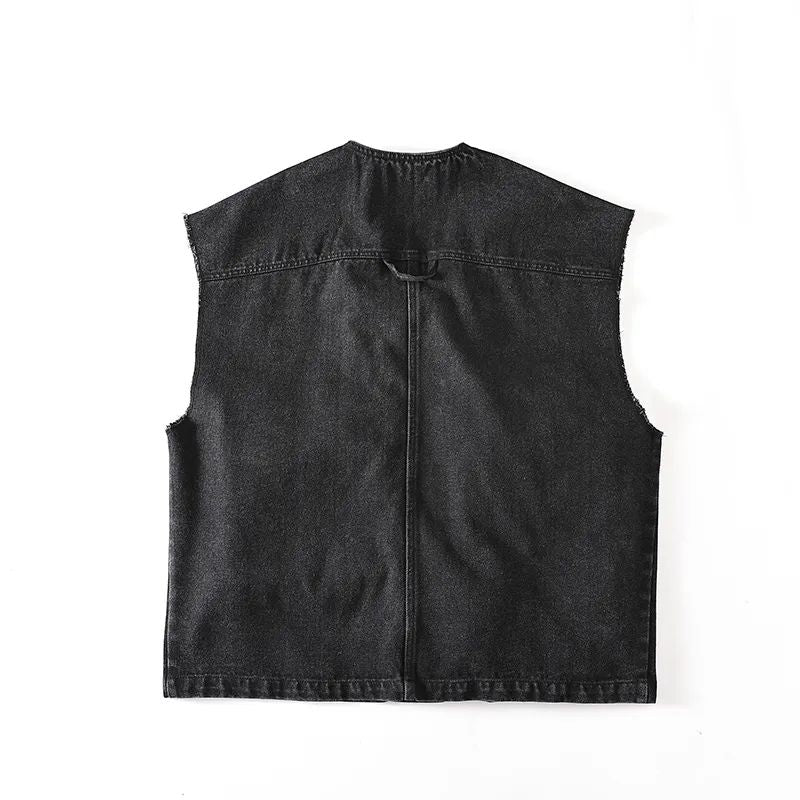 Men's new fashion casual Joker retro multi-pocket tooling function vest outdoor men's vest vest.