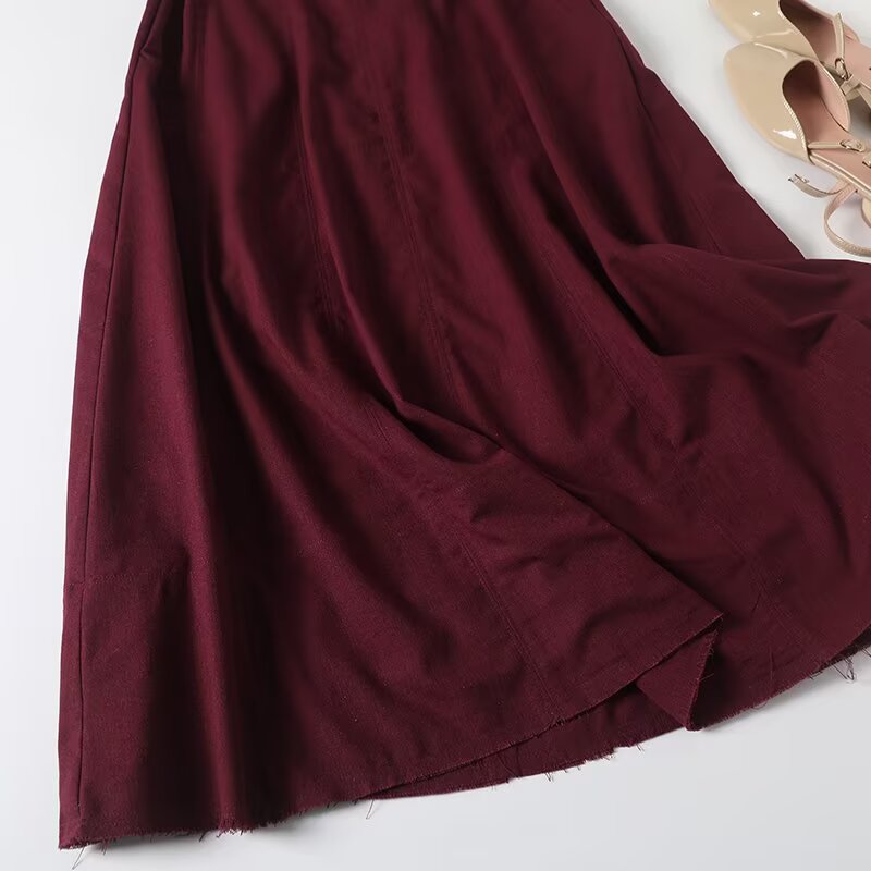 Women's Fashion Leisure draped Linen blend Vest Style Midi Dress