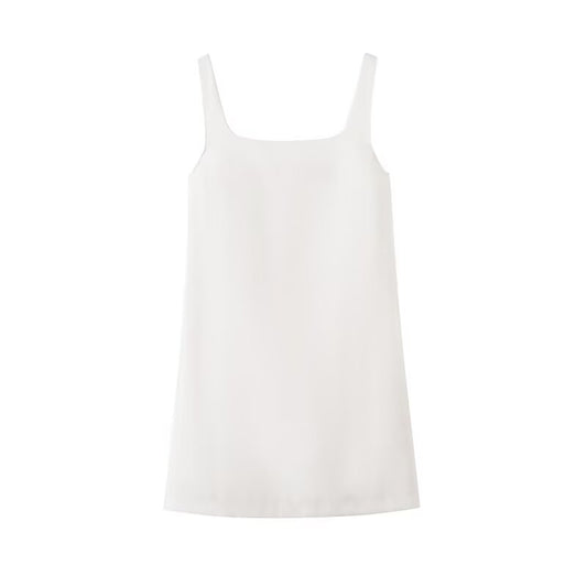 Women's new fashion vacation style square neck backless suspender mini dress