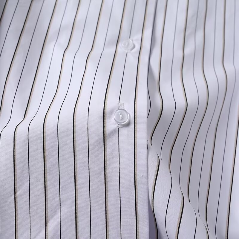 Women's new fashion loose long sleeved striped cotton shirt