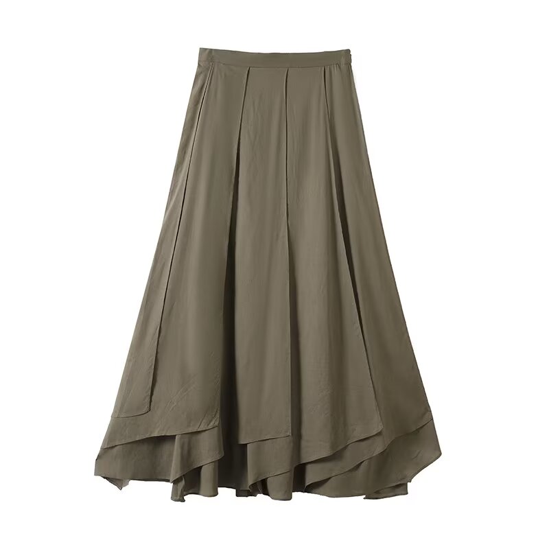 Women's new chic fashion irregular hem design casual draped MIDI skirt