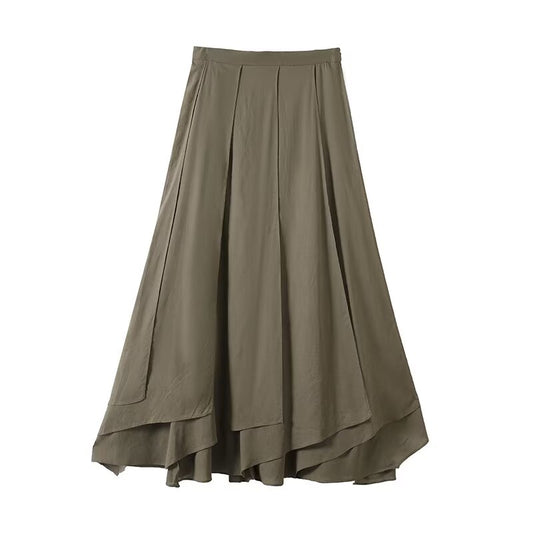 Women's new chic fashion irregular hem design casual draped MIDI skirt